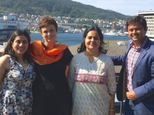 ROOFTOP: Namita Wahi, director Siri Gloppen, Kvaita Søreide and Pallav Shukla on the CMI terrasse.